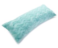 a light blue pillow on a white background