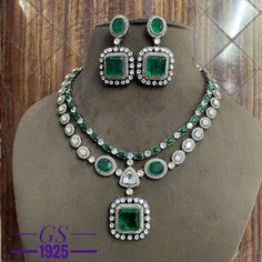 Very beautiful polki cz necklace set to give you more elegant look. Elegant Kundan Pendant Necklace With Stone Setting, Kundan Multi-stone Necklace For Wedding, Elegant Multi-stone Kundan Necklace For Wedding, Hand-set American Diamond Kundan Necklace For Party, Wedding Kundan Necklace With Multi-stone, Sabyasachi Wedding, Engagement Necklace, Long Engagement, Engagement Necklaces