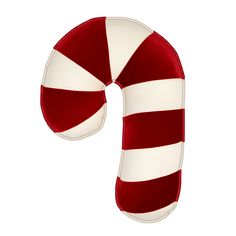 a red and white striped candy cane pillow on a white backgrounnd background