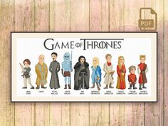 the game of thrones characters are depicted on a white wooden background with text that reads,