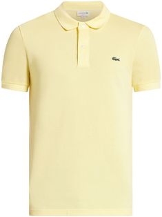 yellow cotton button-down collar embroidered logo at the chest short sleeves straight hem internal logo patch Lacoste Logo, City Shorts, Balenciaga Triple S, Dress Watch, Custom Watch, Summer Beach Wear, Short Suit, Sweaters Knitwear, Light Jacket