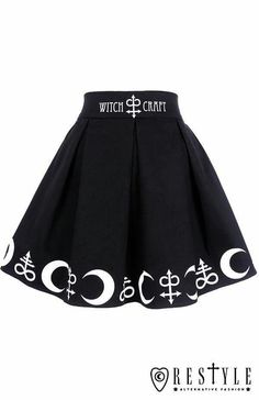 Spell Symbols, Goth Skirt, Black Pleated Mini Skirt, Gothic Skirt, Harajuku Punk, Gothic Witch, Women Skirt, Gothic Dress, Linnet