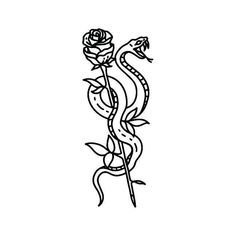 a snake and rose tattoo design