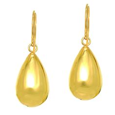 14K Yellow Gold All Shiny Puffed Teardrop Drop Earrings - 8mmx25mm - JewelStop1 Minimalist Earrings Studs, Tear Drop Earrings, Simple Stud Earrings, Minimalist Studs, Disc Earrings, Beaded Drop Earrings, Drop Earring, Gold Earrings Dangle, Gold Drop Earrings