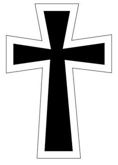 a black and white cross on a white background