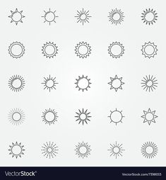 different types of sun icons in black and white