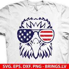 an eagle wearing sunglasses with the american flag on it