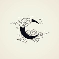 Shoulder Tattoo Moon, Palm Mehndi, Moon And Clouds, Cute Tattoo, Black Cat Tattoos, Crescent Moon Tattoo, Witch Tattoo, Cloud Tattoo, Moon Tattoo Designs