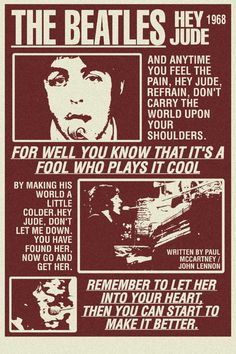 an advertisement for the beatles's album, featuring pictures of their faces and words