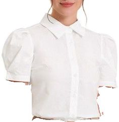 Elegant Short Sleeve Cotton Shirt, Trendy Solid Color Puff Sleeve Short Top, Elegant Cotton Short Sleeve Shirt, Elegant Short Sleeve Shirt With Placket, Fitted Short Sleeve Shirt With Buttons, Solid Short Sleeve Shirt With Button Closure For Spring, Casual Puff Sleeve Button-up Top, Casual Button-up Puff Sleeve Top, Casual Button-up Puff Sleeve Top With Button Closure