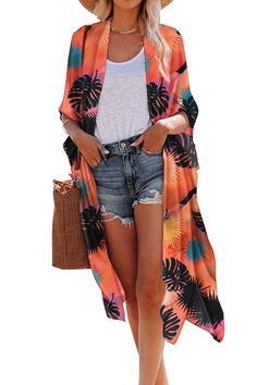 PRICES MAY VARY. Material:Polyester Features: Stripe,Leopard,Floral, Printed,Oversized. Perfect for casual, Home, Office, Going out, Daily wear, Party, Beach, Swimwear, Street wear This kimono cardigan is perfect for throwing on over your favorite tops and shorts and skirts, over a tunic and leggings, or casual dresses. Some of customers get so many compliments when they every time wear this kimono cardigan. Tropical Clothing For Women, Summer Casual Printed Cardigan, Casual Printed Summer Cardigan, Printed Beach Cardigan, Casual Open Front Printed Cardigan, Summer Open Front Printed Cardigan, Beach Printed Open Front Cardigan, Beach Open Front Printed Cardigan, Beach Cardigan With Open Front And Printed Design