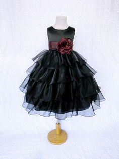 Beautiful organza ruffled dress tailor-made and ready to impress at any upscale event! Handcrafted with the upmost of care and attention to detail, we make sure that each dress is perfectly one of a kind for your little girl. Bridal satin top followed by a satin sash for a nice and snug fit Comes with a flower and matching colored sash. The skirt has layers of cut organza strips which are sewn onto the lining to create the ruffled effect The organza is then sewn at the edges to create those cris Organza Ruffle Dress, Toddler Flower Girl, Holiday Birthday Party, Toddler Flower Girls, Girl Holiday, Dress Infant, Mannequin Dress, Satin Noir, Satin Sash