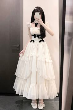 Ivory Free Verse Poetry Ruffle Bowknot Sweet Elegant Princess Lolita – LolitaInside White Gowns Elegant Classy, Dress Ads, Free Verse Poetry, Ruffle Long Dress, Free Verse, White Ruffle Dress, Punk Dress, Lolita Outfits, French Elegance