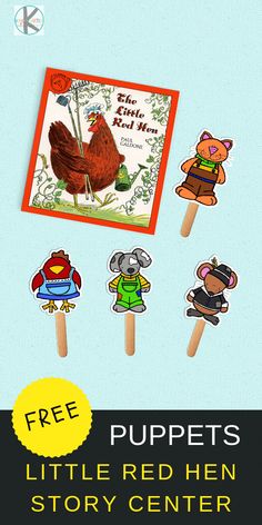 the little red hen story center for kids to learn how to read and draw with popssticks