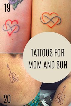 tattoos for mom and son on the back of their butts, with text overlay