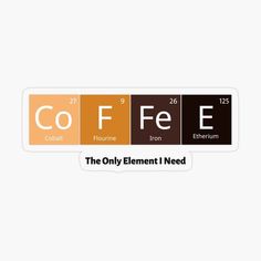 the element coffee sticker is shown in orange, brown and black colors with text that reads