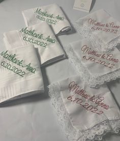 We all love our name personalized on special keepsakes. It warms our heart to receive homemade gifts. Here I offer the embroidered name, bible verse, or phrase on white lace handkerchief. This is the perfect addition to your wedding. It can be your something blue, using blue thread. You can add a corner or even the larger option for the center as a gift to the bride, maybe a wedding gift, or grandparent gift as well. The size of the lace handkerchief is approx 10 x 10 and the hooped area is appr Lace Handkerchief, Handkerchief Men, Embroidered Handkerchief, Something Blue Wedding, Grandparent Gifts, Something Blue, Keepsake Gift, Blue Wedding, Wedding Men