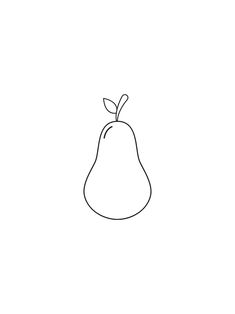 a line drawing of a pear on a white background