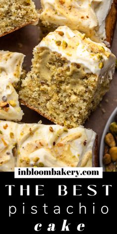 the best pistachio cake with white frosting