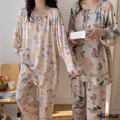 Olivia Mark - Monas Garden Lantern Sleeve Cotton Pajama Set with Long Pants and Long Sleeves for Home Moon Pajamas, Garden Lantern, Cotton Pajamas Women, Cotton Pajama Set, Chiffon Tops Blouses, Plus Size Pajamas, Vellum Paper, Cotton Pajama Sets, Layered Tops