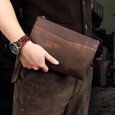 45456253714649 Brown Leather Clutch Wallet, Brown Leather Clutch For Daily Use, Brown Pouch Clutch For Daily Use, Brown Pouch With Zipper For Daily Use, Brown Rectangular Clutch With Large Capacity, Everyday Leather Clutch With Large Capacity, Large Capacity Brown Rectangular Clutch, Large Capacity Rectangular Brown Clutch, Portable Brown Clutch Shoulder Bag