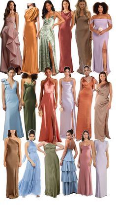 many different types of women in dresses