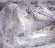 ♥ This beautiful soft net mesh lace fabric is super delicate in floral embroidery. Width is about 140 cm /55'' Suitability: top, shirt, blouse,skirt, dress, craft Doll Wedding Dress, Bridal Lace Fabric, Embroidered Lace Fabric, Ivory Wedding Dress, Wedding Fabric, Purple Lace, Embroidery Fabric, Lace Weddings, Tulle Fabric