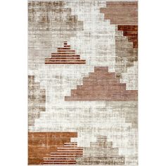 an area rug with different colors and patterns on it, including brown, beige, white and