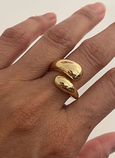 Double drop golden plated ring, adjustable Plated Ring, Plating, Ring