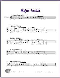 sheet music with major scales and notes