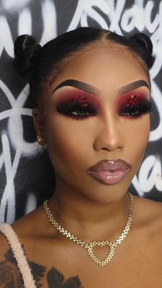 Black And Red Makeup, Black Makeup Looks, Red Makeup Looks, Burgundy Makeup, Red Eye Makeup