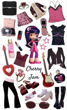 an assortment of clothes and accessories for a doll