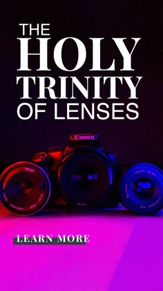 There are three types of lenses that all photographers should know about. This guide will teach you what they are and how to use them for your photography. With these three lenses in your bag, you'll be able to take photos that look amazing. The Holy Trinity, Canon Lens, Holy Trinity, Camera Lens, You Bag, How To Use, Lenses