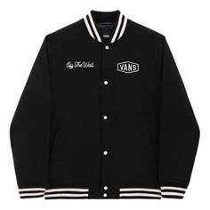 Vans Checkerboard Research Varsity Jacket 'Black' VN0A7S92BLK Black Varsity Long Sleeve Outerwear, Black Long Sleeve Varsity Jacket For Work, Black Varsity Jacket With Pockets For Work, Casual Black Outerwear For Streetwear, Black Varsity Winter Outerwear, Black Varsity Outerwear For Winter, Casual Black Winter Varsity Jacket, Black Varsity Outerwear For Streetwear, Black Casual Varsity Jacket With Pockets