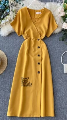 Button Dresses, فستان سهرة, Long Midi Dress, Modest Fashion Outfits, Boho Casual, Modest Outfits, Stylish Dresses, Classy Outfits