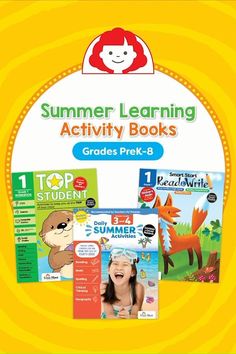 the summer learning activity books are on display in front of an advertisement for children's books