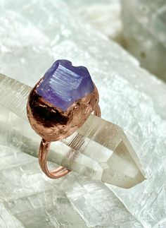 A beautiful natural amethyst crystal ring with copper.  Really beautiful ring! Size 5 1/8" approx. The amethyst has been electro formed with copper.  It measures 5/8" x 1/2" x 3/4" approx.  A beautiful statement ring!  Please let me know if you have any questions.  Check out our website for more cool stuff.  earthandstar.art Spiritual Rose Gold Amethyst Jewelry, Purple Gemstone Copper Jewelry, Unique Large Stone Amethyst Ring Gift, Unique Amethyst Ring With Large Stone For Gift, Purple Electroformed Amethyst Jewelry, Hand Forged Amethyst Ring As Gift, Unique Amethyst Ring With Natural Stones For Healing, Unique Purple Crystal Ring As Gift, Unique Purple Crystal Gift Ring