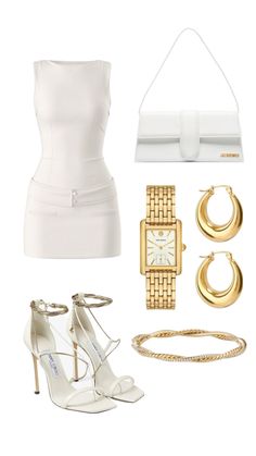 Baddie Mom Outfits, White Night Outfit, Fancy Outfits Classy, White Elegant Outfit, Gender Reveal Outfit For Guest, White And Gold Outfits, White Club Outfit, Ceo Outfit, Rich Mom Outfits