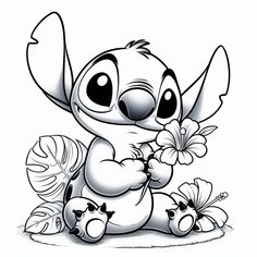 a cartoon character with flowers in his hand