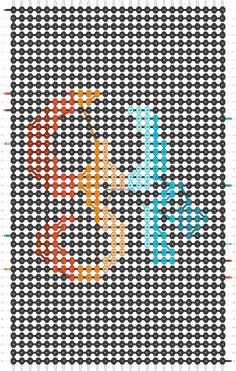 a cross stitch pattern with the letters b and c in orange, blue, and yellow