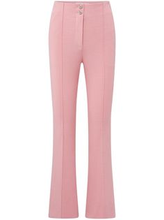 peony high-waisted pressed crease front button fastening two rear welt pockets flared Womens Pants Design, Streamlined Design, Cocktail Attire, Flared Trousers, High Waisted Flares, Harvey Nichols, Bell Bottom Pants, Stylish Clothes For Women, Stretch Crepe