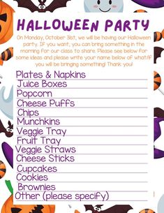 a halloween party game with pumpkins, bats and other decorations on the front page