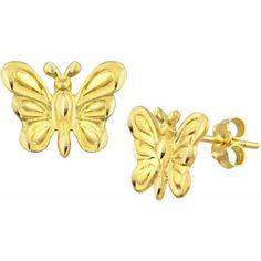 These handcrafted high-polished magnificent butterfly earrings will complement every jewelry collection. Butterflies are known to symbolize renewal and finding joy in life. They will be a classic heirloom gift for your loved ones. The high-polish will add extra sparkle to every outfit, day or night. It will be the perfect gift for every occasion. Size: One Size. Color: Metal Type. Gender: female. Age Group: adult. Butterfly Charm Wing-shaped Earrings For Gift, Butterfly Charm Earrings As Gift, Formal Jewelry With Butterfly Clasp, Gold Earrings With Butterfly Charm For Formal Events, Gold Earrings With Butterfly Charm For Formal Occasion, Gold Butterfly Earrings For Formal Occasions, Yellow Gold Butterfly-shaped Pierced Earrings, Yellow Gold Sterling Silver Butterfly Earrings, Hypoallergenic Sterling Silver Butterfly Earrings