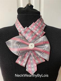 Pink, Silver, White Bow Necklace, Repurposed Silk Necktie, Adjustable Length  Statement Necklace, Women Corporate Fashion
$27.85 Women Corporate Fashion, Necktie Brooch, Corporate Style Women, Necktie Necklace, Tie A Necktie, Necktie Crafts, Memory Projects, Tie Fashion, Corporate Fashion