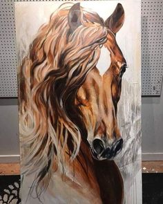 a painting of a horse with long hair