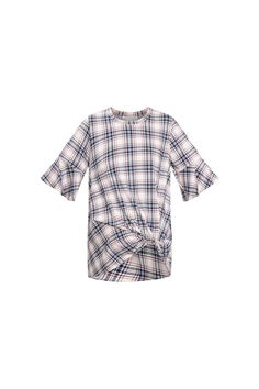 Plaid, loose-fitting blouse with a crewneck. This darling maternity shirt gives you room to grow without leaving you feeling frumpy. The front knot detail creates a sweet silhouette as you show off your growing baby bump. Whether you're headed out to dinner or to the park with the little ones, this maternity blouse will dress your baby bump in style and confidence. Short bell sleeves Front knot Hi-low hem For Hot Mommy during pregnancy and beyond Fabric: 96% Polyester, 4% Spandex Packaged and sh Spring Maternity Cotton Tops, Casual Fall Maternity Tops, Casual Maternity Tops For Fall, Spring Maternity Long Sleeve Tops, Maternity Long Sleeve Tops For Spring, Spring Maternity Top With Long Sleeves, Hot Mommy, Maternity Shirt, Maternity Blouse