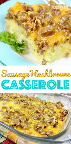 sausage hashbrown casserole with cheese and lettuce