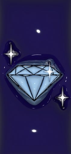 a diamond and three silver stars on a blue background with some white lights in the middle