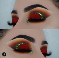 Red Eyeshadow Makeup, Christmas Makeup Ideas, Festive Makeup, Xmas Makeup, Christmas Eye Makeup, Red Eye Makeup, Christmas Elegant, Bright Eye Makeup