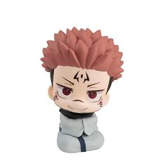 an anime figurine with red eyes and hair on it's head is shown